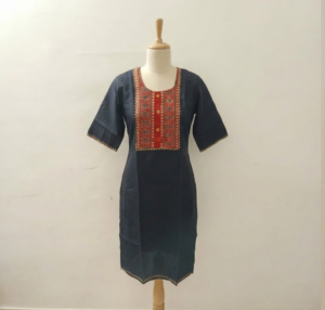 Pure Cotton Kurti With Exquisite Ajrakh Patchwork