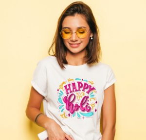 Customize Holi Cotton T- Shirt For Women