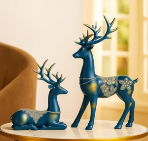 Creative Resin Golden Reindeer Sculptures
