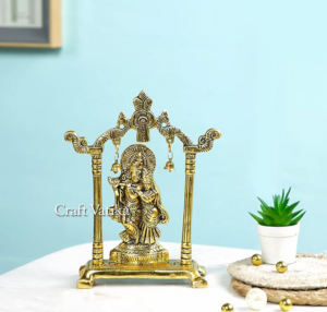 Metal Gold Plated Radha Krishna Idol Sculpture Statue Figurine Decorative Showpiece