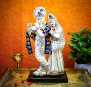 Marble Dust Radha Krishna Murti (8 inch, Medium Size)