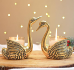 Aluminium Pair of Swans for Good Luck & Love | Candel holder