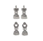 Shining Jewel Traditional Indian Antique Silver Oxidised Peacock Jhumka