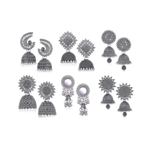 Traditional Oxidised Silver Jhumka Earrings for women