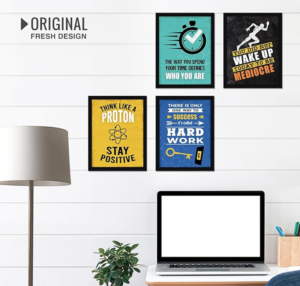 Photo Frame of Set Goals | Wooden Art | Framed Poster for Wall