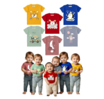 Boys & Girls Printed Cotton Blend Regular T Shirt  (Multicolor, Pack of 3)