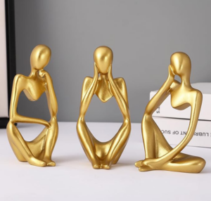 Decorative Abstract Thinker Men Statue Set of 3 Modern Art Showpiece Sculpture