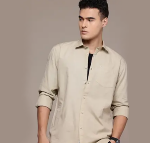 Slim Fit Casual Shirt for Men | Solid Color, Spread Collar