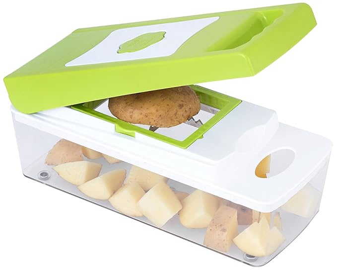 Solimo 15-in-1 Stainless Steel Multipurpose Vegetable and Fruit Chopper, Green - Image 3