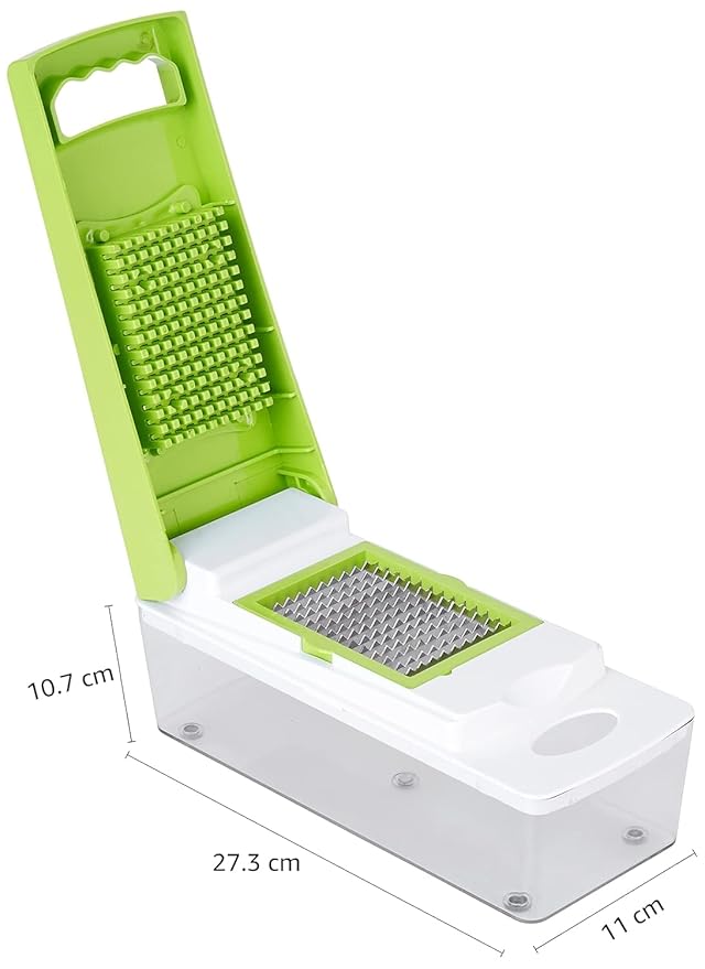Solimo 15-in-1 Stainless Steel Multipurpose Vegetable and Fruit Chopper, Green - Image 5