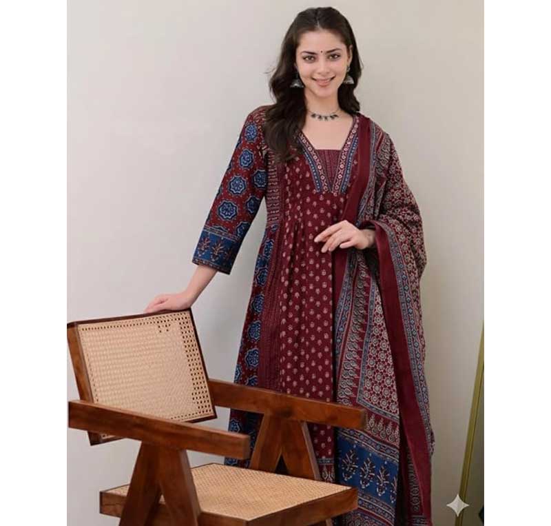 KLOSIA Women's Anarkali Kurta and Pant with Dupatta Set - Image 4