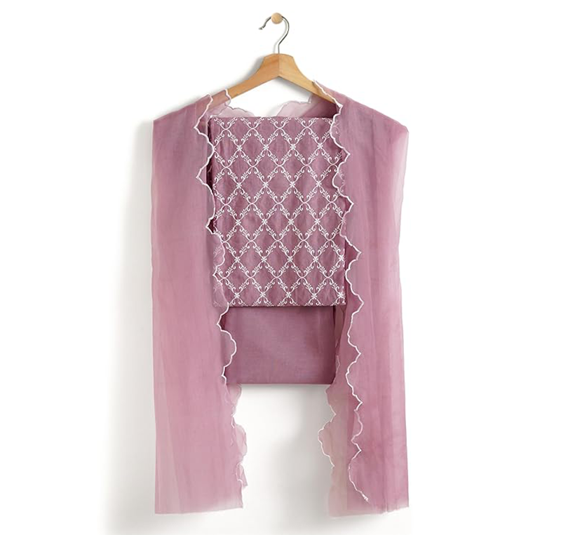 Amazon Brand - Myx Women's Embroidered Cotton Kurta Pant Set with Organza Dupatta - Image 5