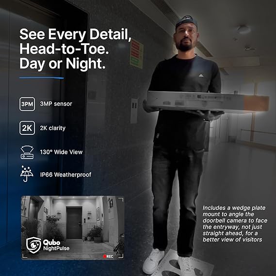 Qubo Instaview New Age Video Doorphone from Hero Group | 3MP Video Doorbell Pro 2K + Wireless Home Tab 1296p Resolution - Image 3