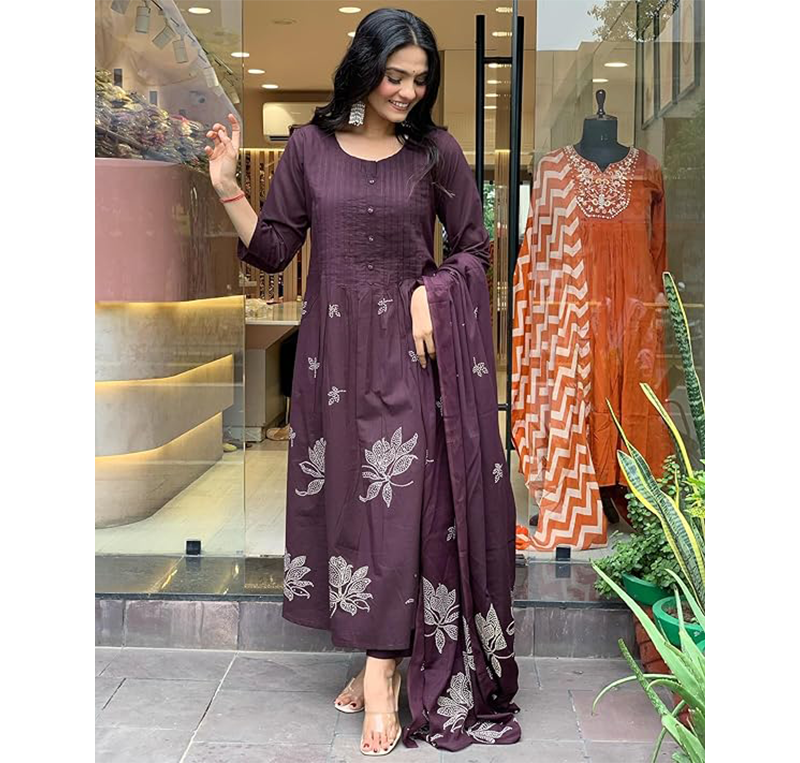 GoSriKi Ethnic Kurta Pant Dupatta Set for Women | Traditional Indian Wear Outfit - Image 4