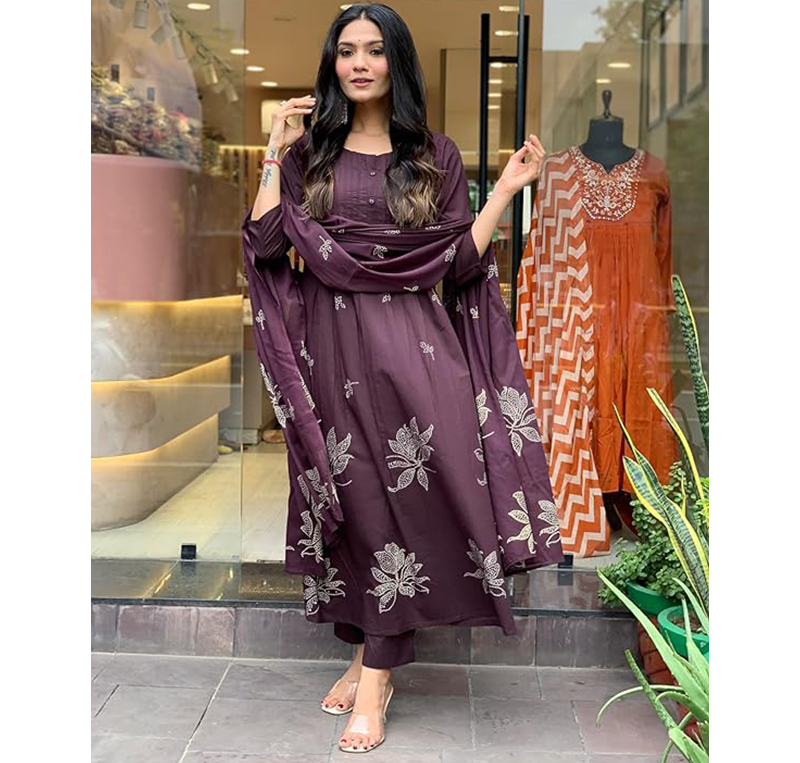 GoSriKi Ethnic Kurta Pant Dupatta Set for Women | Traditional Indian Wear Outfit - Image 2