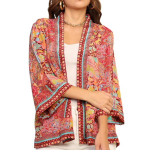 KE KANHA EXPORTS Women's Boho Border Print Shrug