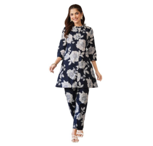 Janasya Women's Pure Cotton Floral Printed Straight Co-ord Set