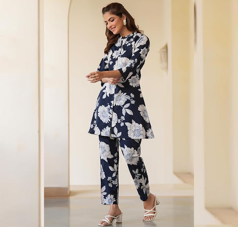 Janasya Women's Pure Cotton Floral Printed Straight Co-ord Set - Image 4