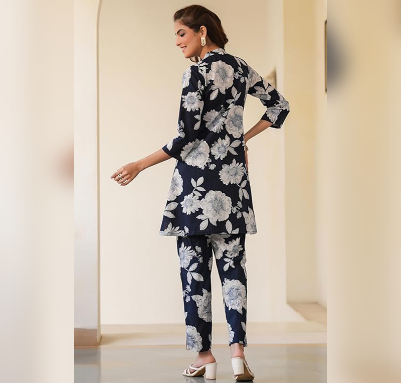 Janasya Women's Pure Cotton Floral Printed Straight Co-ord Set - Image 3