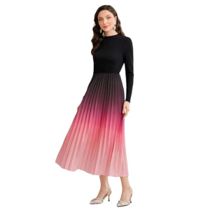 LITZO Dress for Women || Women’s Ombre Pleated Maxi Dress