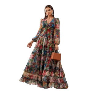 LITZO Women’s Western One-Piece Maxi Dress – Elegant Floor-Length Silhouette