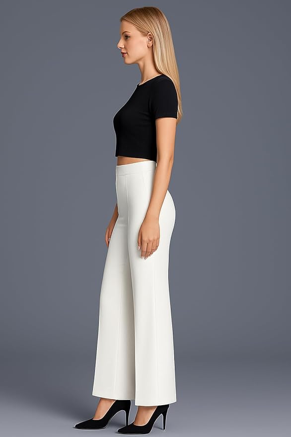 SWADESI STUFF Women’s High Waisted Bell Bottom Pants | Retro Wide Leg Trousers - Image 3