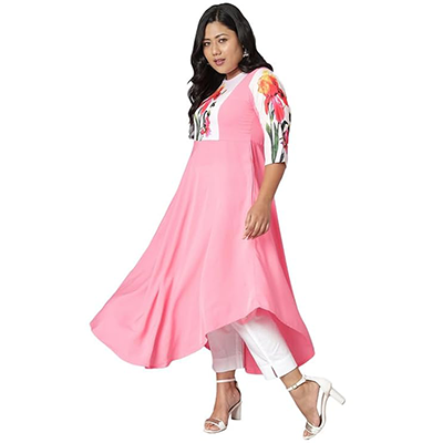 pink flared kurta
