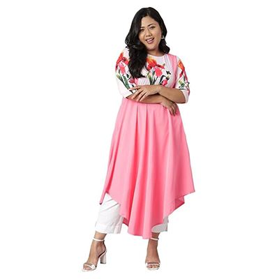 pink flared kurta