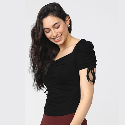 Square Neck Solid Tops