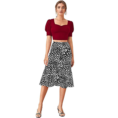 sweetheart neck puff sleeve crop top